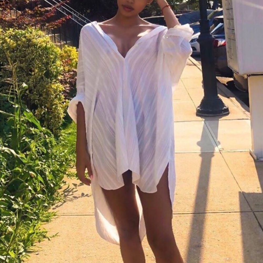 Zara White flowy T-Shirt Dress